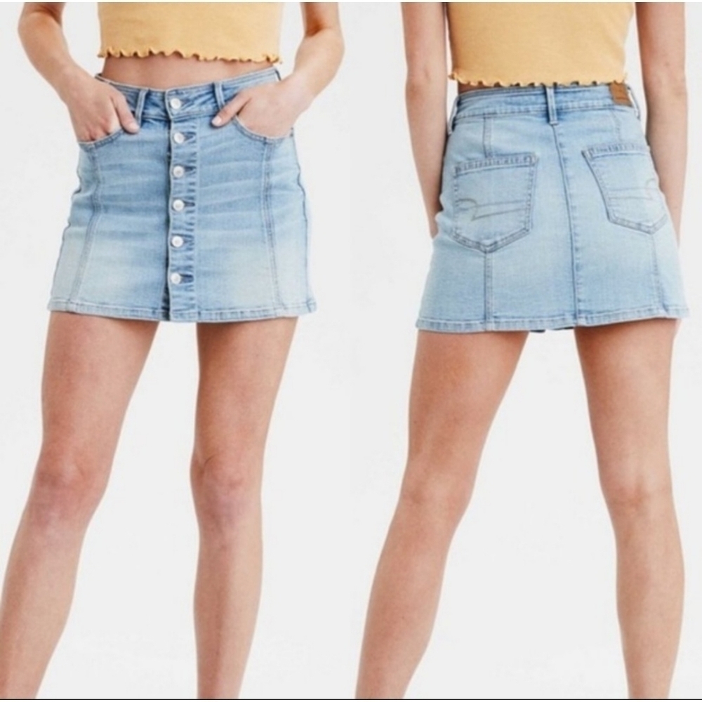 American Eagle Button Front Denim Skirt